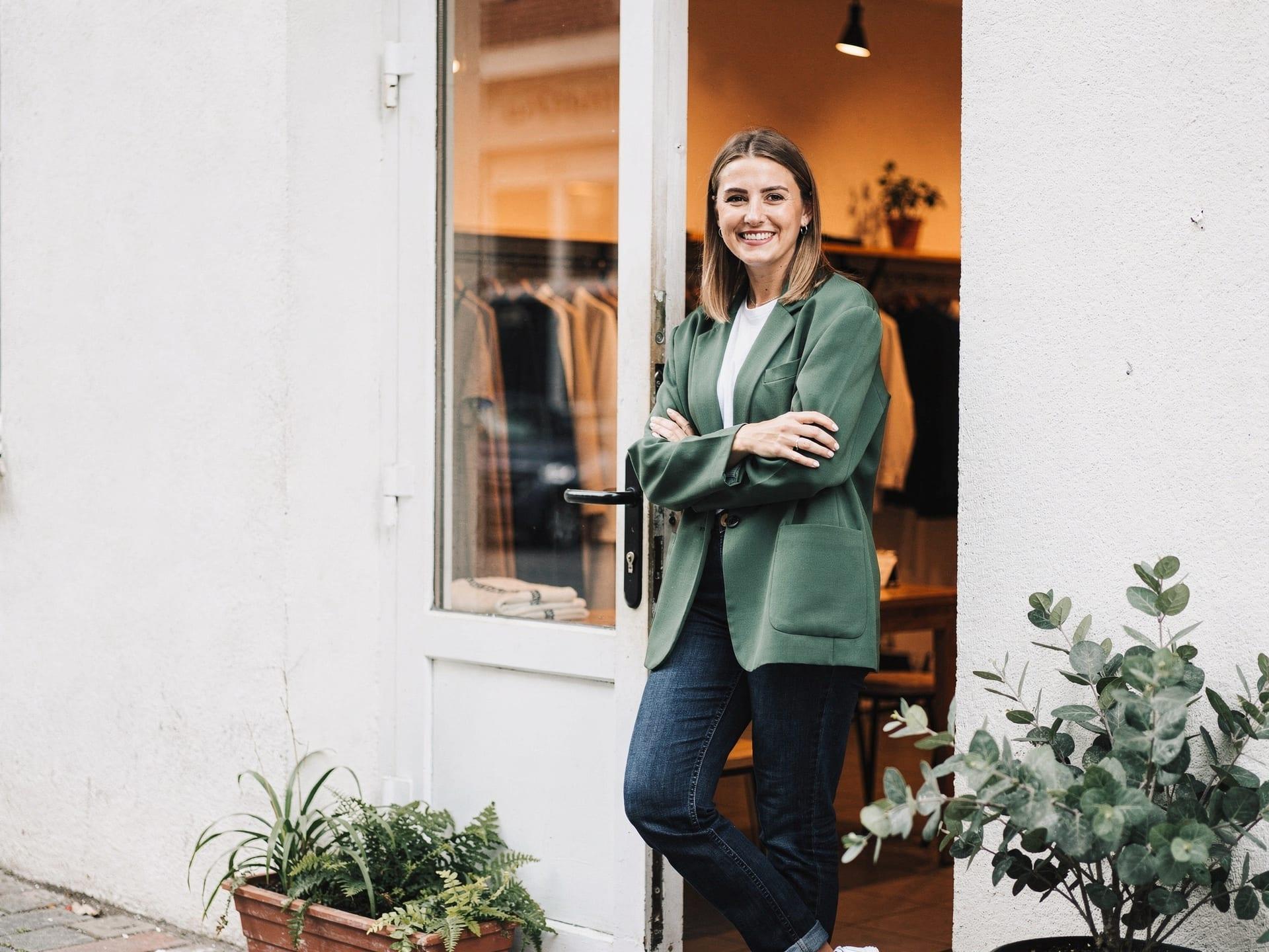 Billboard in front of building